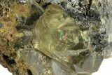 Rare, Glassy Yellow Anglesite Crystals on Galena - Morocco #251493-1